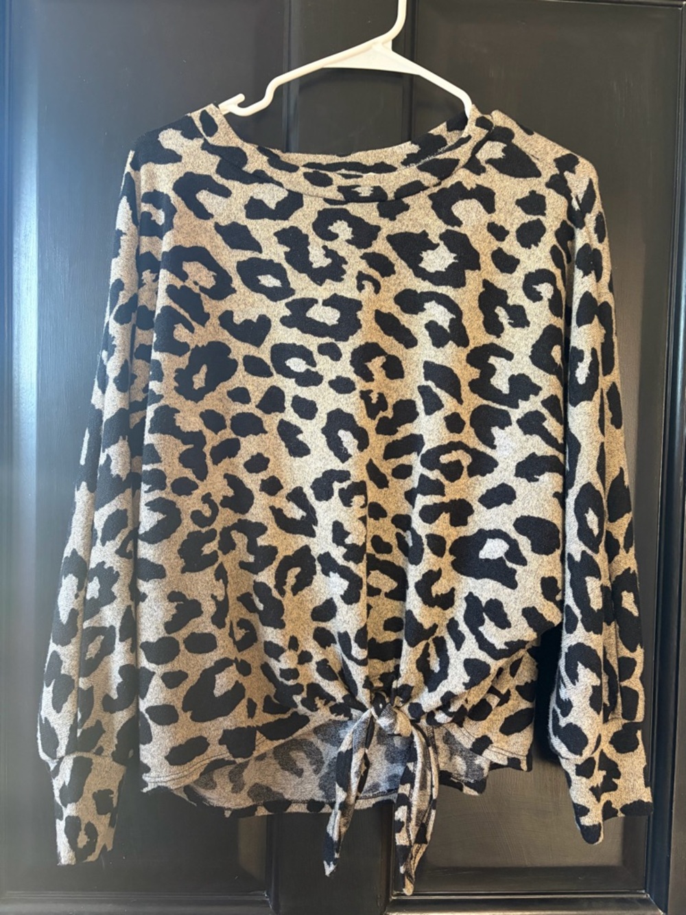 1.4.3. Story by Line Up Leopard Print Tie-Front Top - Black & Tan
